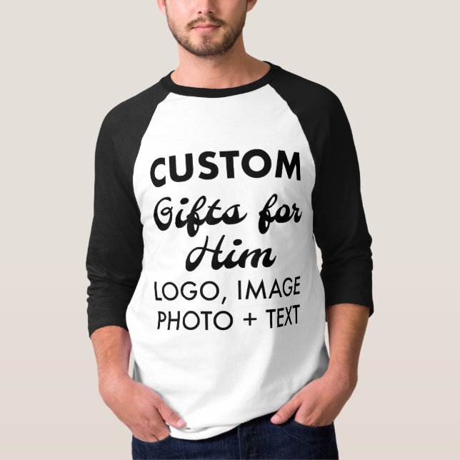 Custom personalisiert Men Black Baseball Jersey T-Shirt (Vorderseite)