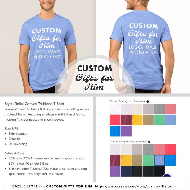 Custom personalisiert Men Blue Tri-Blend T - Shirt (CUSTOM GIFTS FOR HIM
https://www.zazzle.com/store/customgiftsforhim/)