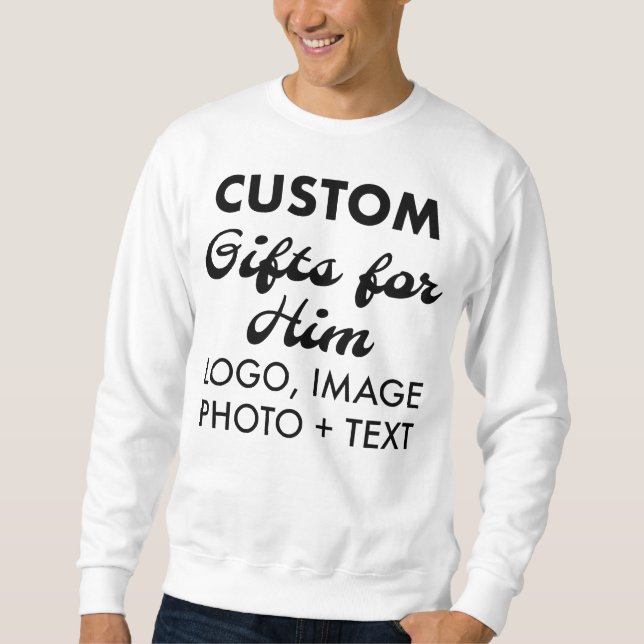 Custom personalisiert Men White Sweatshirt (Vorderseite)