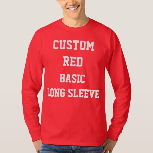 Custom Personalisiert Men's RED LONG SLEEVE T - SH T-Shirt (Vorderseite)
