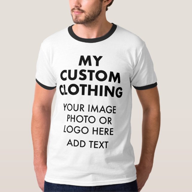 Custom Personalisiert MEN'S RINGER T - SHIRT - WEI (Vorderseite)