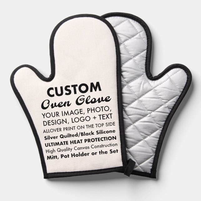 Custom Personalisiert Oven Glove/Mit, Silber gequi Ofenhandschuh (Vorderseite/Rückseite)