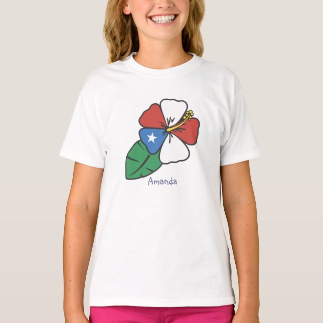Custom Personalisiert Patriotic Hibisken Blume T-S T-Shirt (Vorderseite)