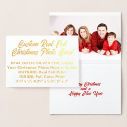 Custom Personalisiert REAL FOIL CHRISTMAS FOTOKART Folienkarte