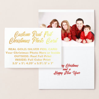 Custom Personalisiert REAL FOIL CHRISTMAS FOTOKART Folienkarte