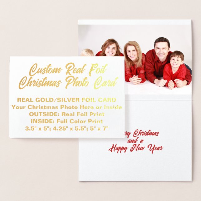 Custom Personalisiert REAL FOIL CHRISTMAS FOTOKART Folienkarte (Anzeige)