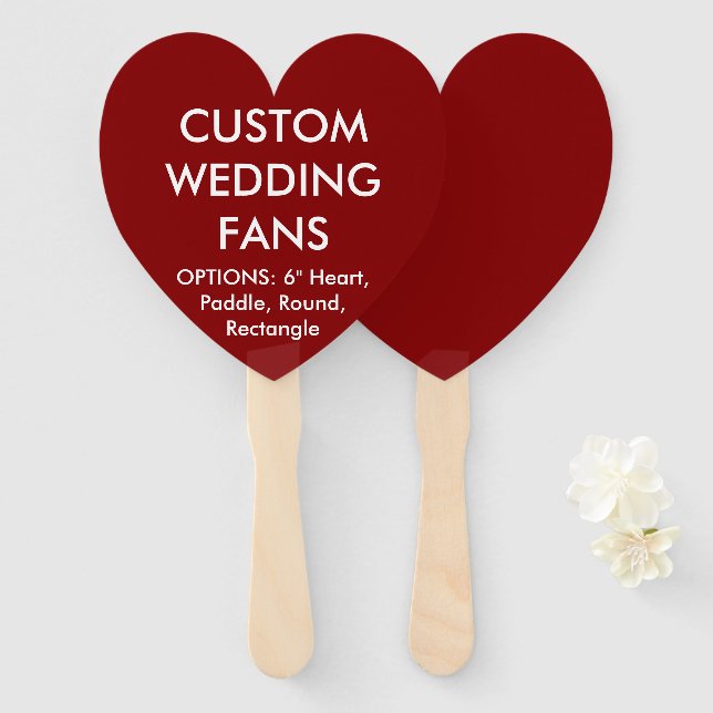 Custom Personalisiert RED HEART WEDING FANS Fächer (Vorne und Hinten)