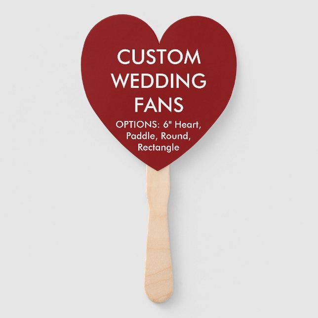 Custom Personalisiert RED HEART WEDING FANS Fächer (Vorderseite)