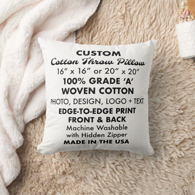 Custom personalisiert Square Cotton Throw Kissen 1 (Decke)
