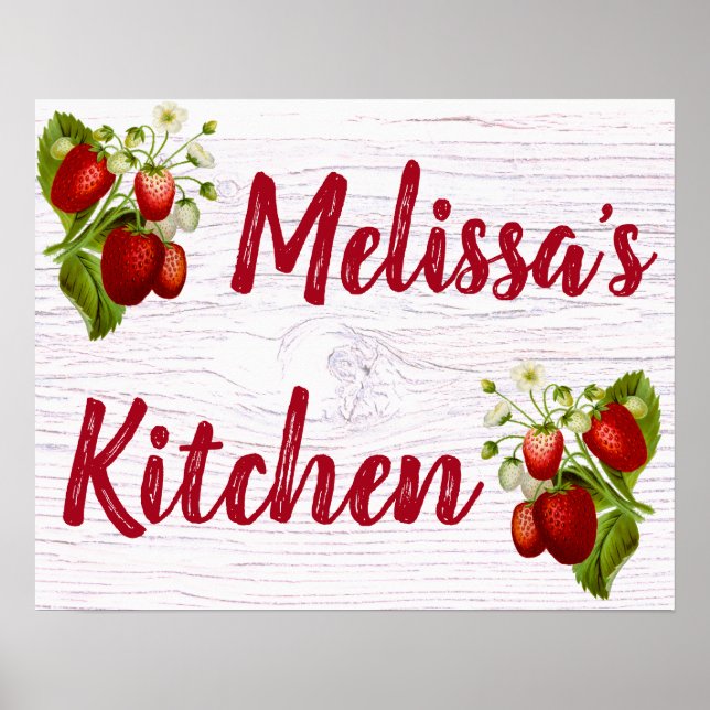 Custom Personalisiert Strawberry Kitchen Bistro Poster (Vorne)