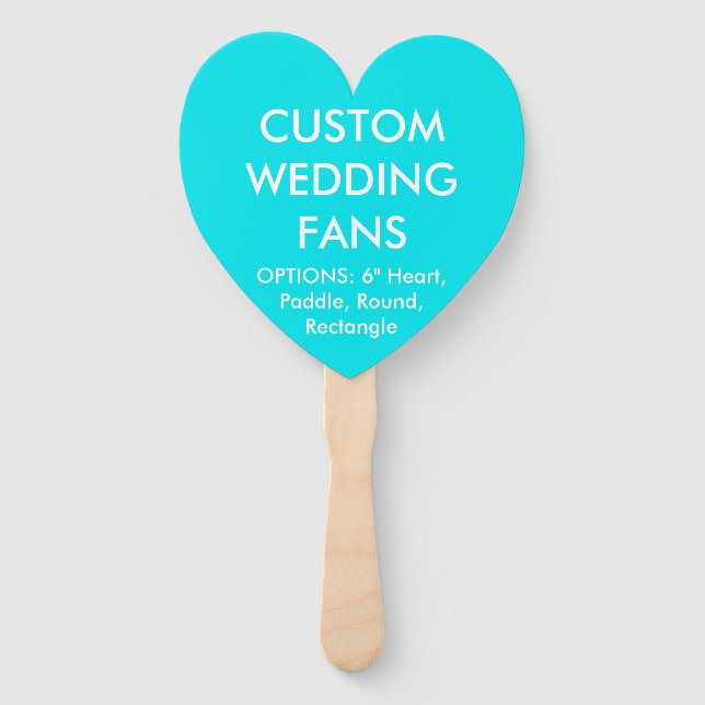 Custom Personalisiert TURQUOISE HEART WEDING FANS Fächer (Vorderseite)