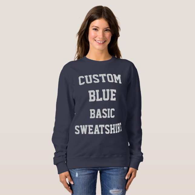 Custom Personalisiert Women's BASIC NAVY SWEATSHIR Sweatshirt (Vorne ganz)