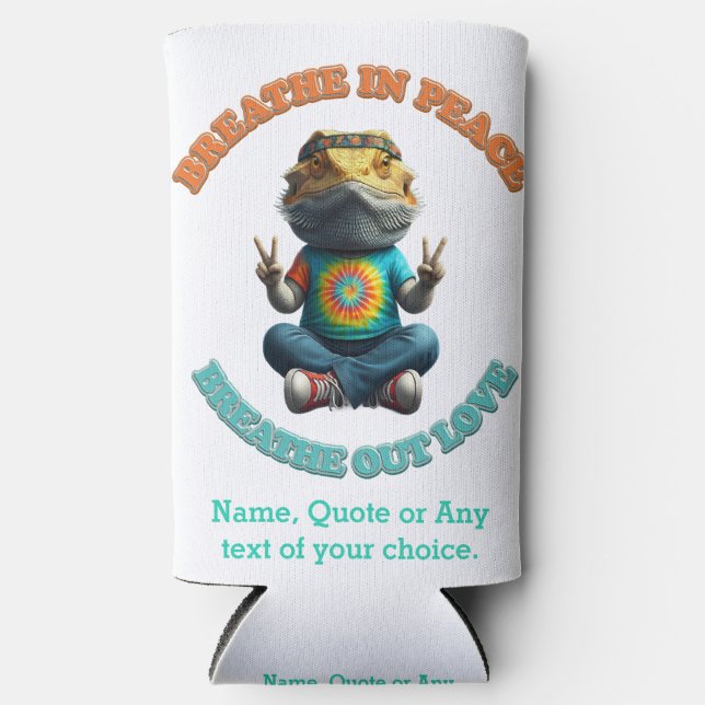 Custom Personalize Boho Bearded Dragon Hippie Selters Dosenkühler (Vorderseite)