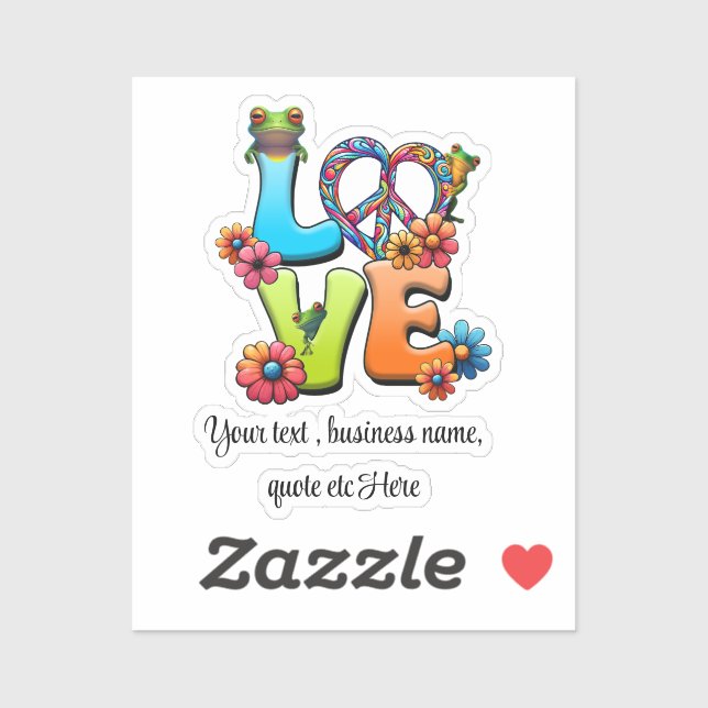 Custom Personalize Boho Frog Peace Groovy Hippie Aufkleber (Blatt)