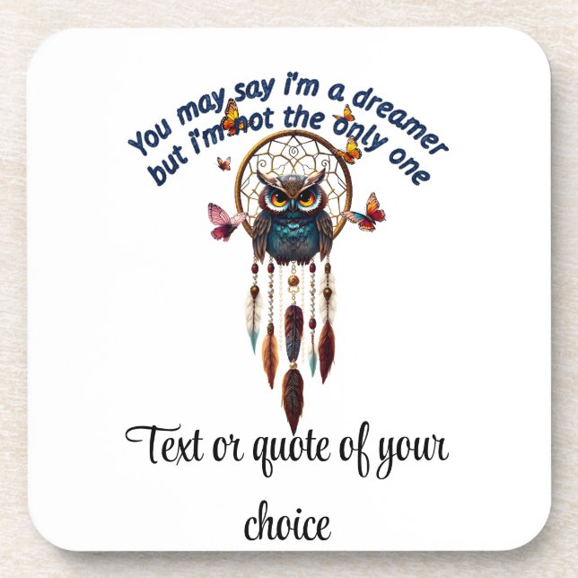 Custom Personalize Boho Owl Beautiful Hippie Getränkeuntersetzer (Vorderseite)
