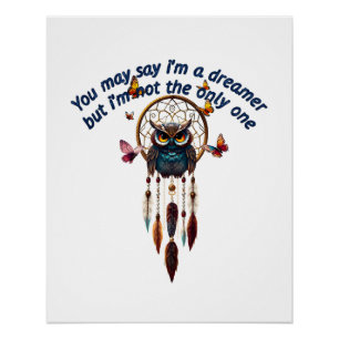 Custom Personalize Boho Owl Beautiful Hippie Poster