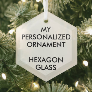 Custom Personalized 3" HEXAGON GLASS ORNAMENT