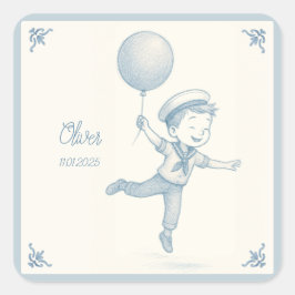 Custom personalized baby boy name  quadratischer aufkleber