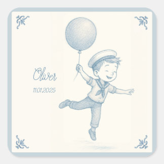 Custom personalized baby boy name  quadratischer aufkleber