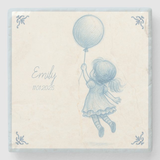 Custom personalized baby girl name  steinuntersetzer (Vorderseite)