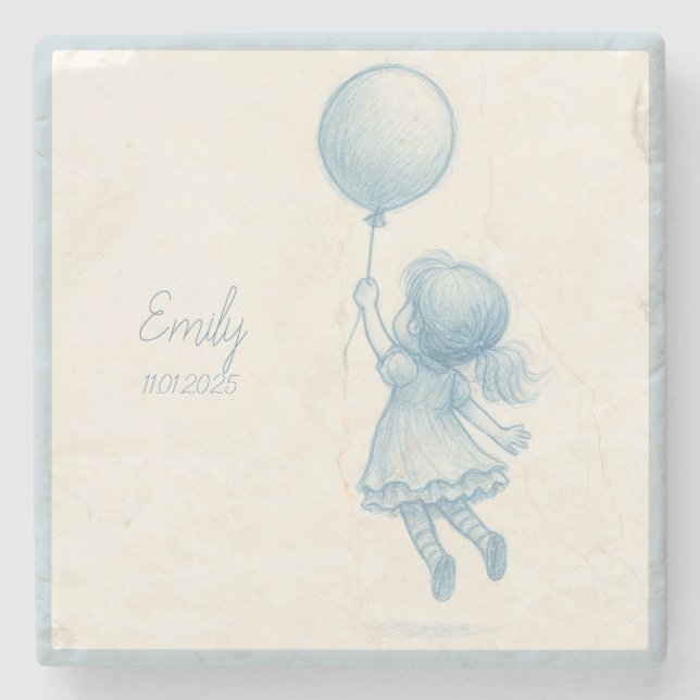 Custom personalized baby girl name  steinuntersetzer (Vorderseite)