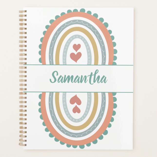 Custom /personalized modern rainbow planner planer (Vorderseite)