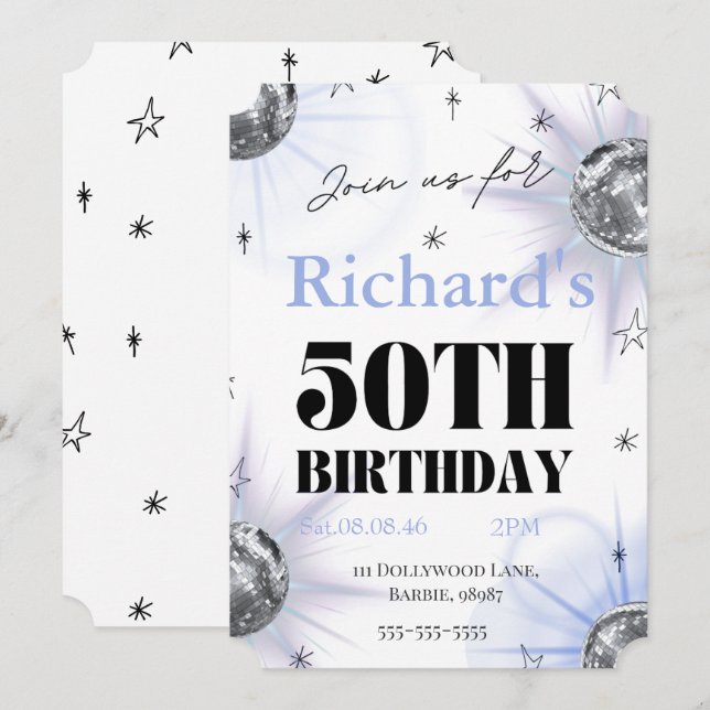 custom personalized photo 50th  birthday save the date (Vorne/Hinten)