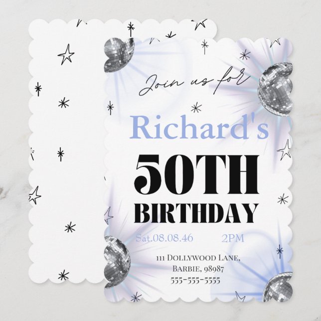 custom personalized photo 50th  birthday save the date (Vorne/Hinten)