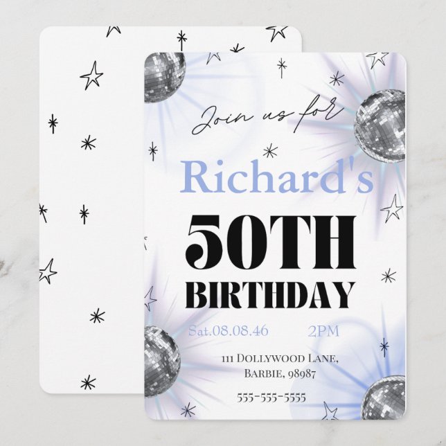 custom personalized photo 50th  birthday save the date (Vorne/Hinten)
