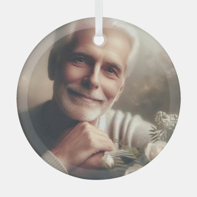 Custom Personalized Photo Ornament Aus Glas (Vorderseite)
