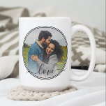 Custom Personalized Photo Simple Love Quote Text Kaffeetasse<br><div class="desc">Cute romantic Love text written in a stylish elegant typography font. With option to personalize or customize with photo of your choice. Unique keepsake,  birthday,  anniversary,  Valentine's Day gift,  or Christmas stocking stuffer. Easily customizable with a photograph of your choice.</div>