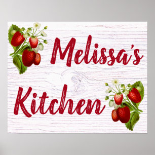 Custom Personalized Strawberry Kitchen Bistro Poster