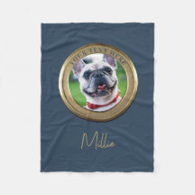 Custom Pet 2 Foto & Text Navy Blue Gold