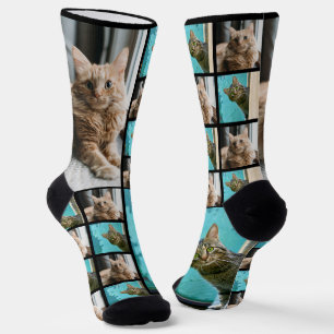 Custom Pet Cat Foto Collage Bilder Socken