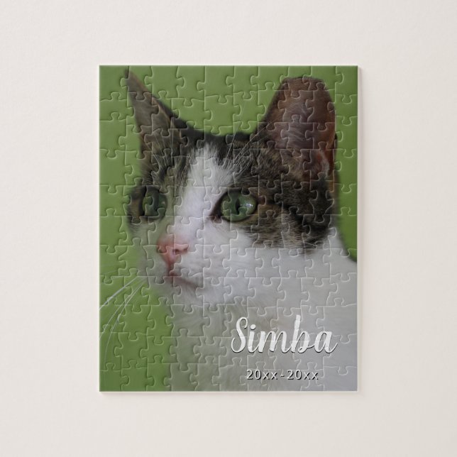 Custom Pet Cat Memorial Jigsaw Puzzle aus Foto (Vertikal)