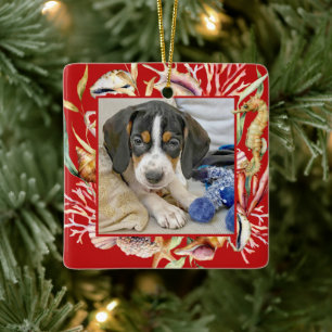 Custom Pet Foto Beach Weihnachten Keramikornament