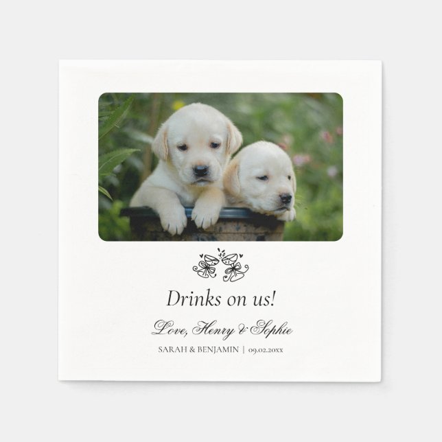Custom Pet Foto Cocktail Napkins für Hochzeiten Serviette (Vorderseite)
