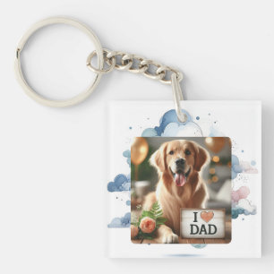 Custom Pet Foto Dog Vater Blue Watercolor Schlüsse Schlüsselanhänger