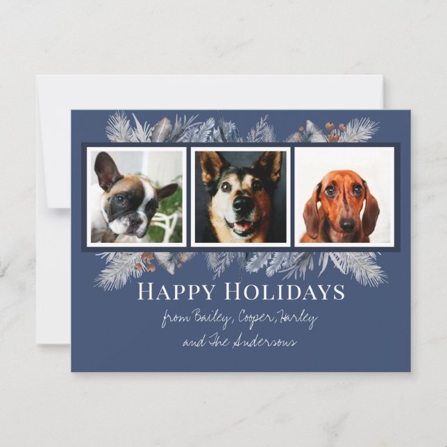 Custom Pet Foto Elegante Watercolor Weihnachtskart Karte