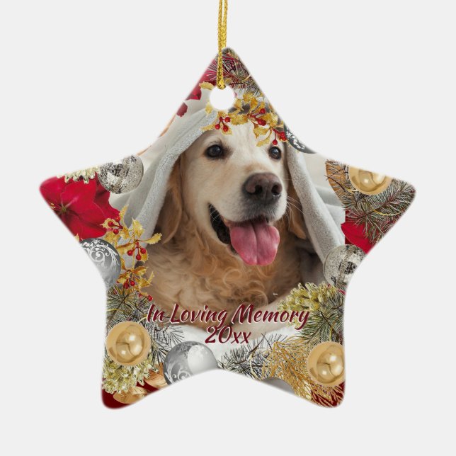 Custom PET FOTO MEMORIAL Weihnachtsschrei Keramik Ornament (Vorne)