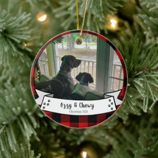 Custom Pet Foto Red Buffalo Weihnachten Keramik Ornament
