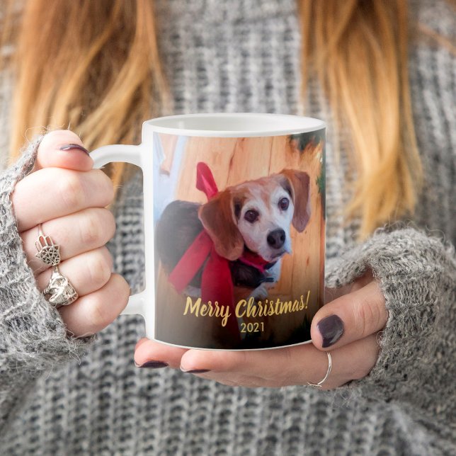 Custom Pet Foto Script Frohe Weihnachten vom Hund Kaffeetasse (Von Creator hochgeladen)