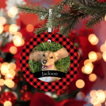 Custom Pet Foto Weihnachten Rote Karierte Keramik
