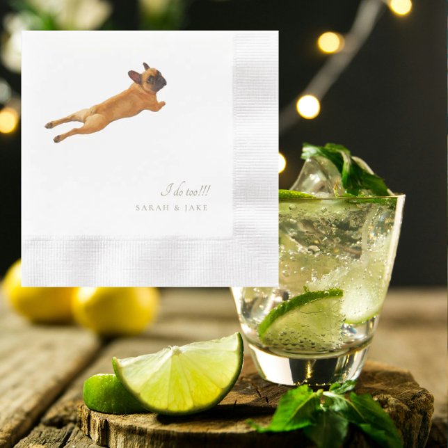 Custom Pet Französisch Bulldog Hochzeit geprägt Serviette (Von Creator hochgeladen)