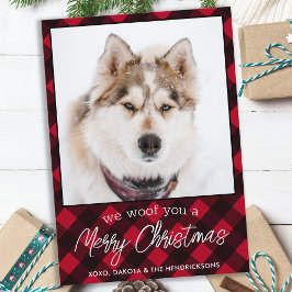 Custom Pet Hund Foto Frohe Weihnachten Rot Kariert