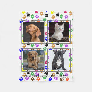Custom Pet Hund Lover 4 Foto Collage Geschenk Fleecedecke