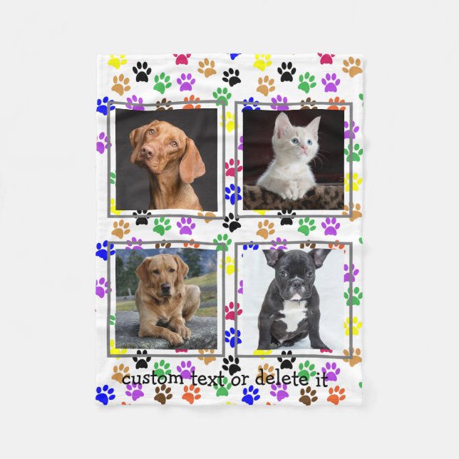 Custom Pet Hund Lover 4 Foto Collage Geschenk Fleecedecke (Vorderseite)
