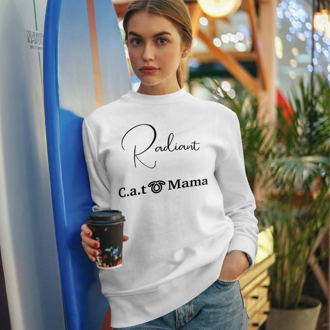 Custom Pet Lover White And Black Script Cat Mom Sweatshirt (Von Creator hochgeladen)