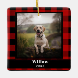 Custom Pet Memorial Foto Buffalo Kariert Keramikornament