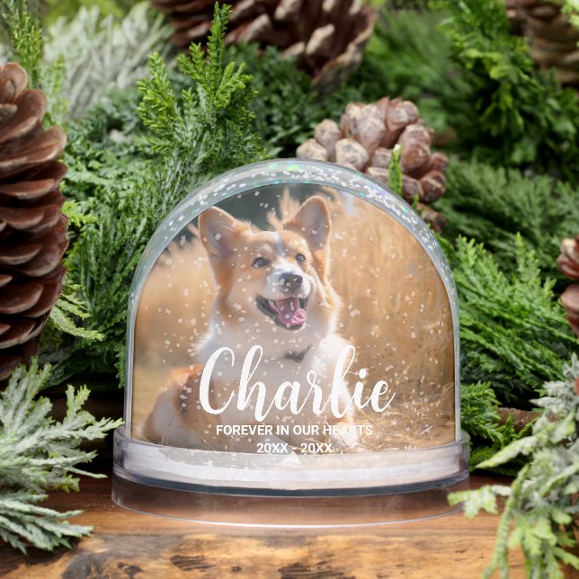 Custom Pet Memorial Photo with Name Schneekugeln (Winter)